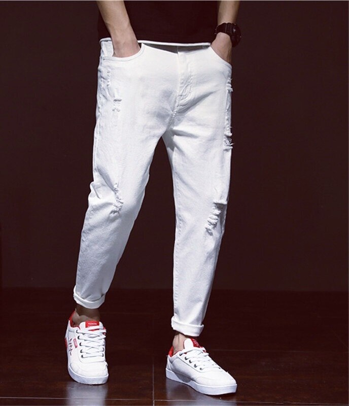 Cal-as-de-brim-brancas-dos-homens-rasgado-har-m-jean-denim-afligido-cal-as-dos