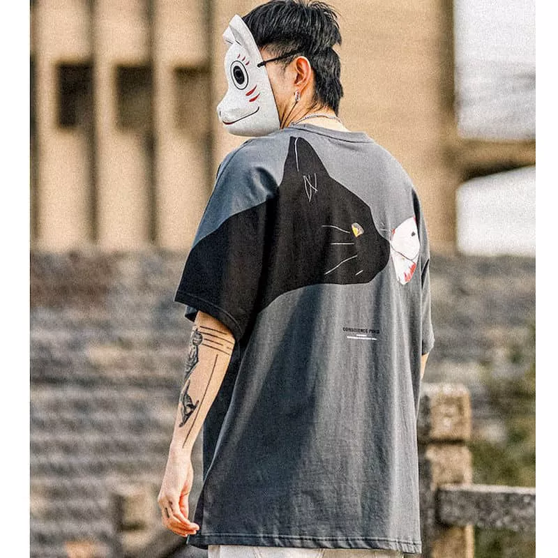 Camiseta-masculina-de-manga-curta-e-feminina-gato-preto-impress-o-solta-em-torno-do-pesco-1