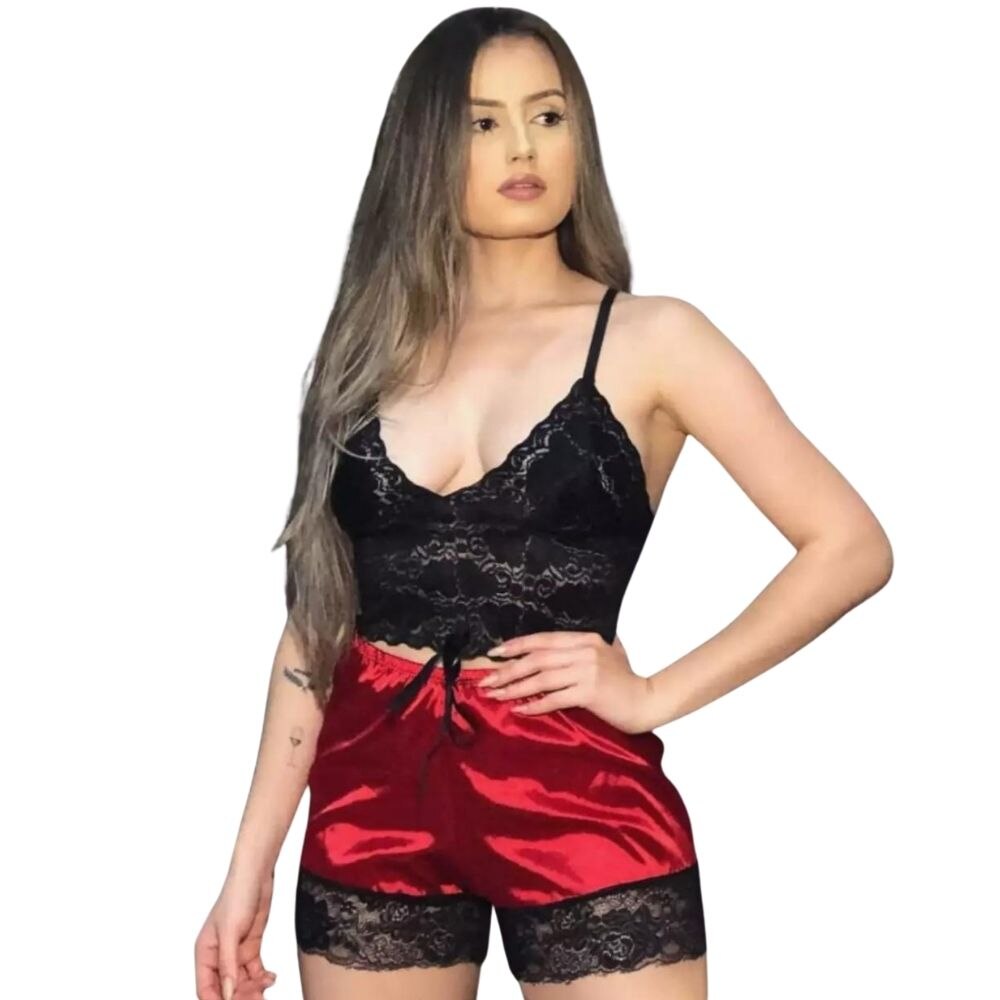 Kit-6-Conjuntos-feminino-Baby-doll-cetim-liso-com-renda-2