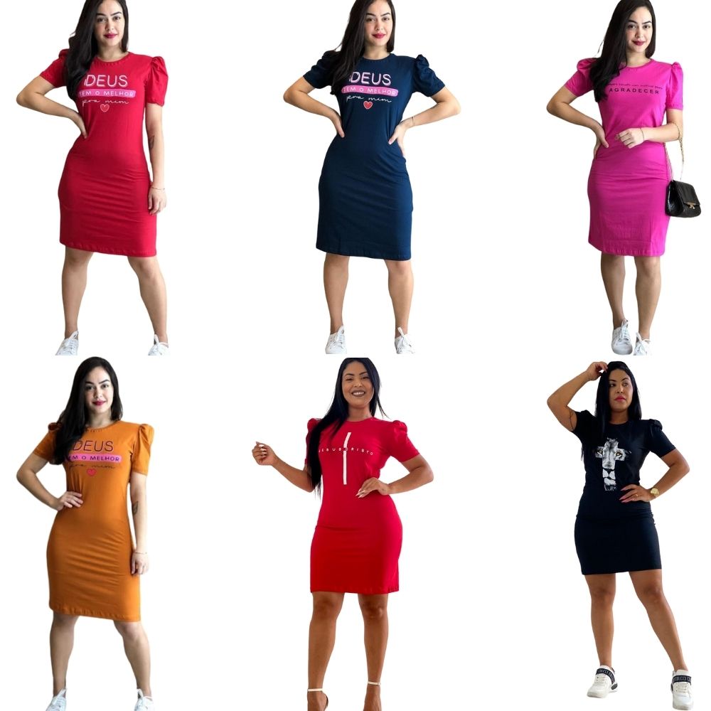 Kit-6-Vestido-evang-lico-algod-o-liso-manga-princesa-atacado