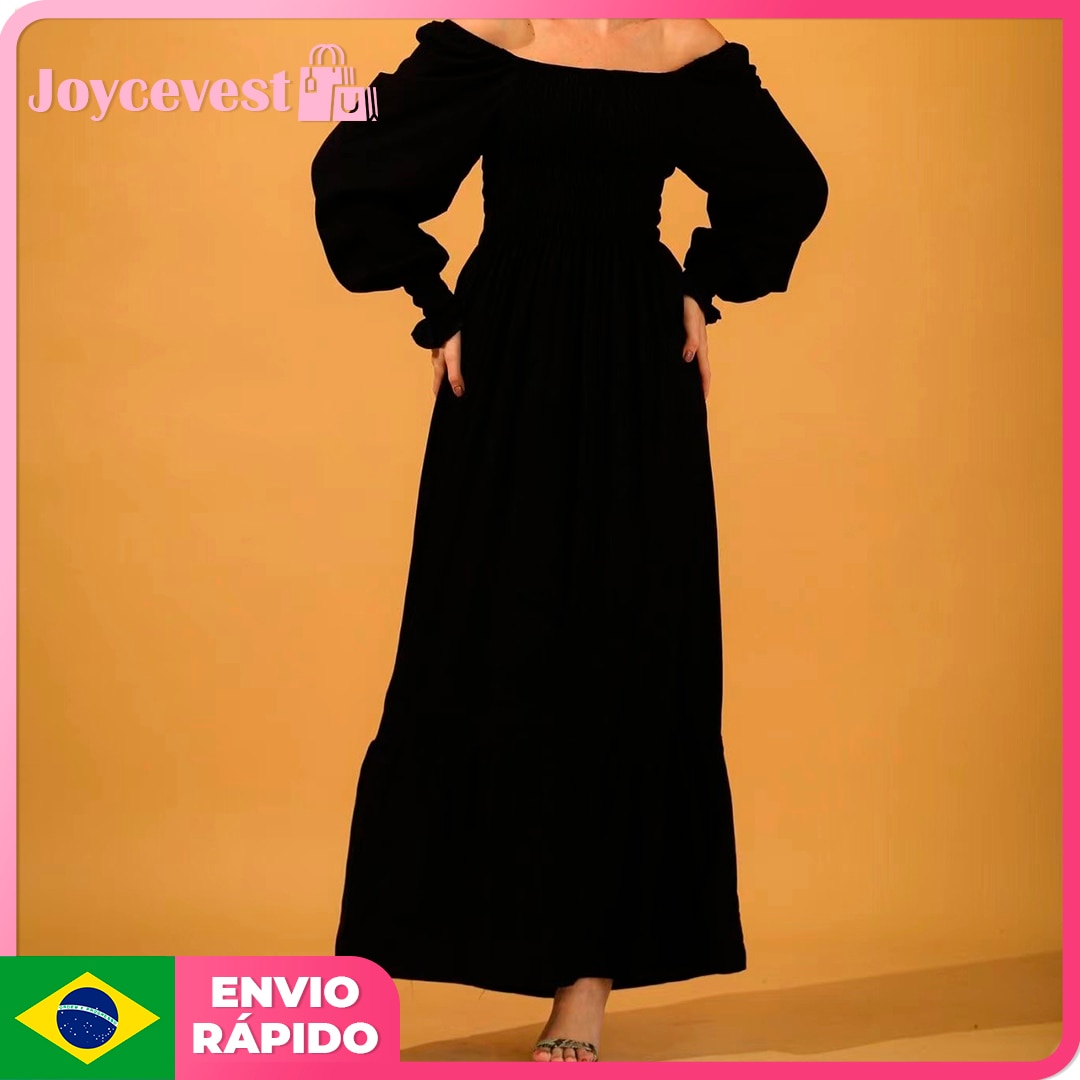 Vestido-Longo-Manga-Longa-Flare-Elastex-Ciganinha-Novidade