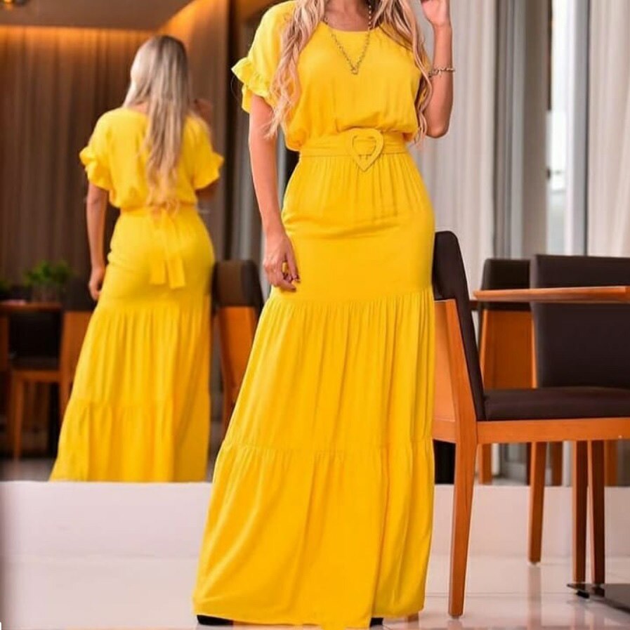 Vestido-Longo-Viscose-Manga-Curta-Cinto-e-Fivela-de-Cora-o-3