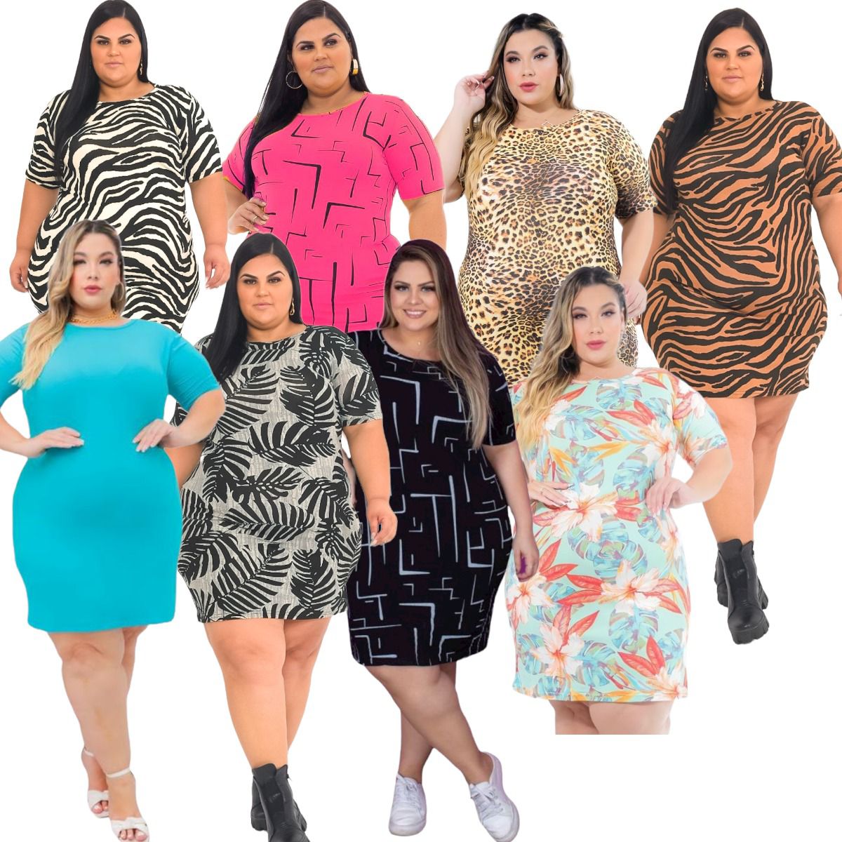 Vestido-b-sico-lindo-Plus-size-grande-camiset-o-v-rias-cores