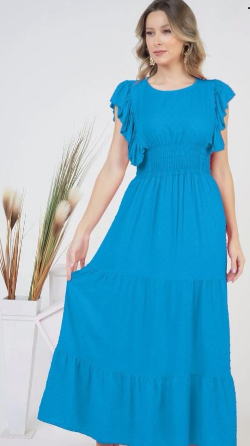 Vestido-longo-manga-curta-babado-gola-redonda-feminio